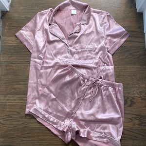 Pink Silk Pajama Set